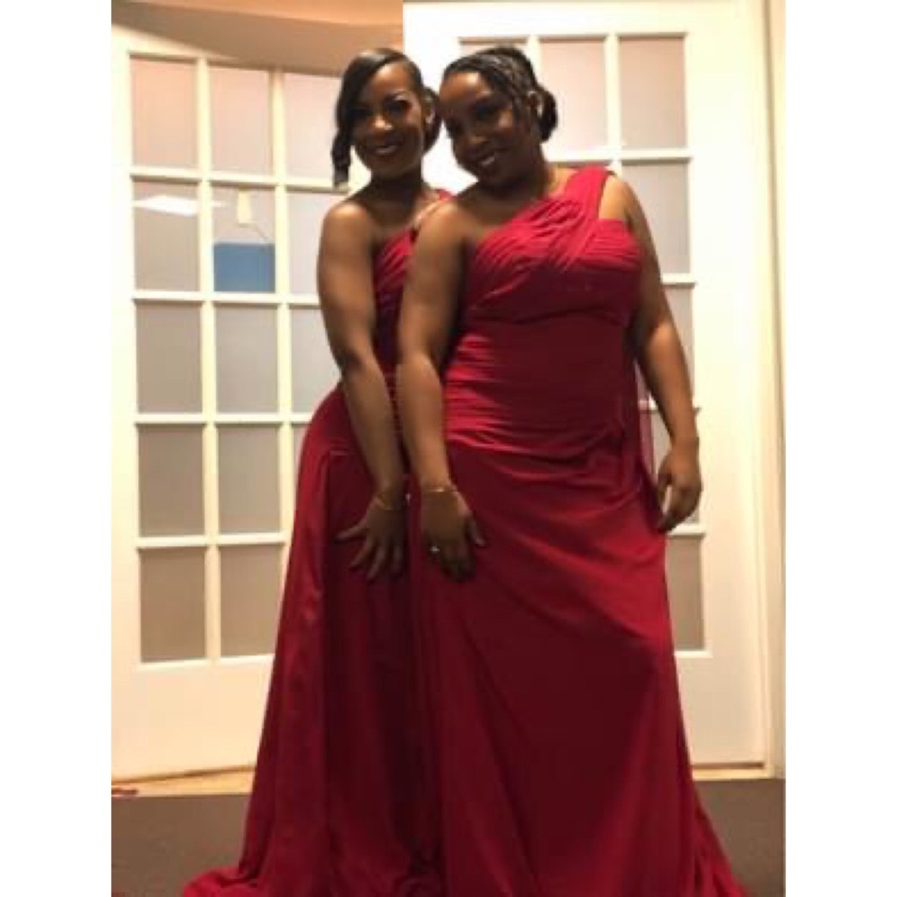 Red Floor Length Chiffon Dress (Bridesmaids, Prom)